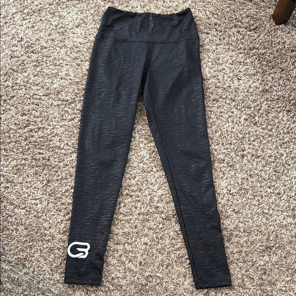 Black Zebra Print Leggings with Cyclebar Logo